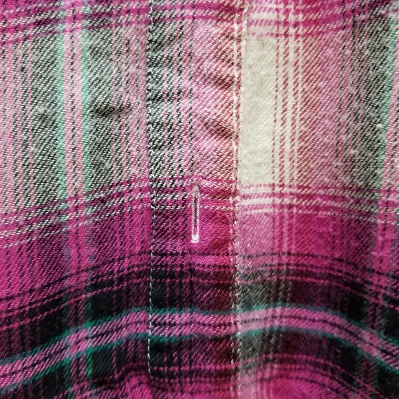 Lucky Brand top Medium plaid check flannel button up patch pocket long sleeve - Picture 10 of 15